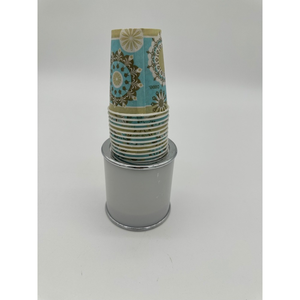 Dixie‎ Cup Dispenser Countertop Bathroom Kitchen Holder White Chrome with Cups
